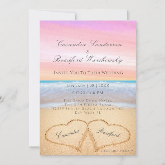 Paars - roze zonnesbrood 2 Hearts zand Kaart (Voorkant)