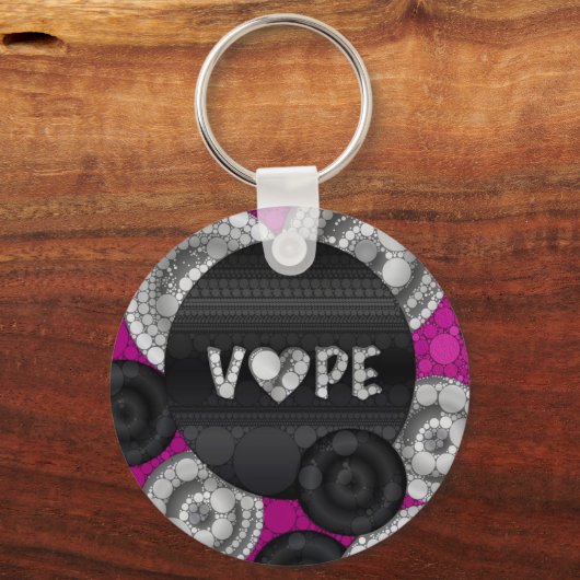 Paars roze zwart 3D-tapekopart Sleutelhanger (Voorkant)