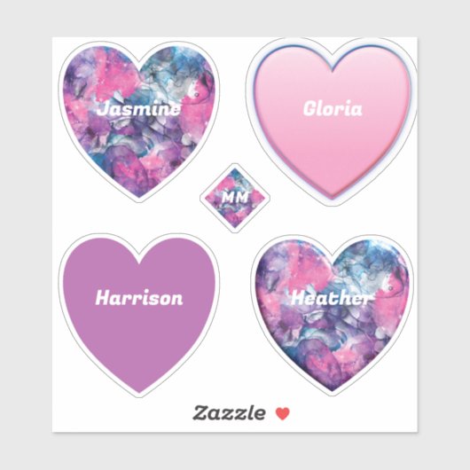 Paars, roze, zwart en blauw inktpatroon sticker (Vel)
