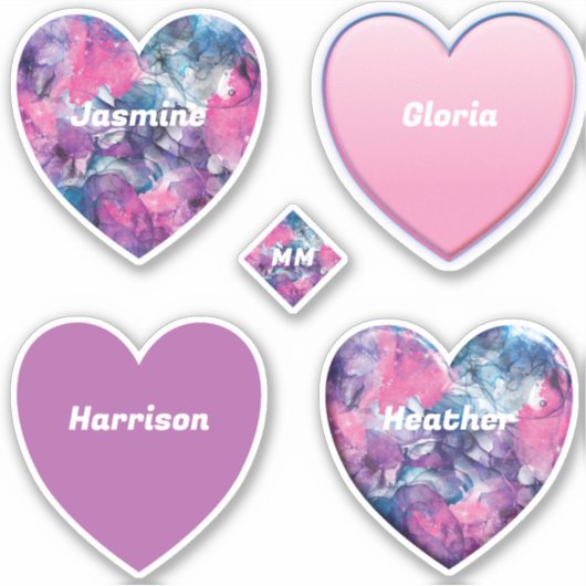 Paars, roze, zwart en blauw inktpatroon sticker (Voorkant)