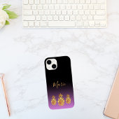 Paars roze zwarte goudanananas Case-Mate iPhone case