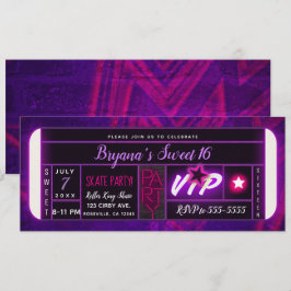 Paars Roze Zwarte Licht Glow Verjaardagsfeest Tick Kaart