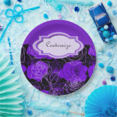 Paars Rozen Borden van snijpapier Papieren Bordje (Feest)