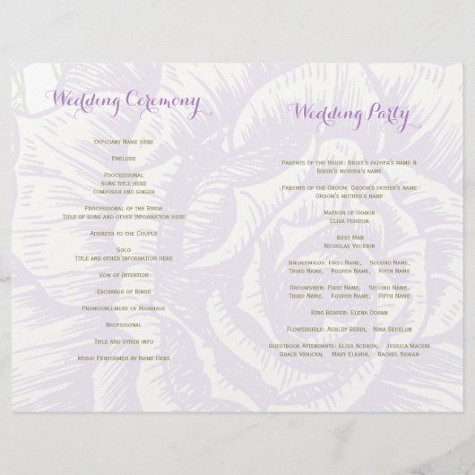 paars rozen trouwvouwprogramma (Achterkant)