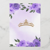 Paars Rozen van de vlinder Quinceanera Real Folie Uitnodiging (Achterkant)