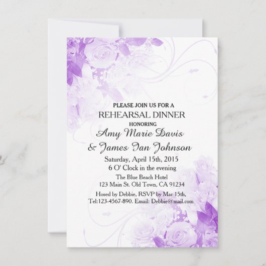 Paars rozenroos - repetitie voor een diner uit vr4 kaart (Voorkant)