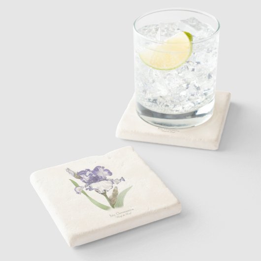 Paars Ruffled Iris Stenen Onderzetter (Zijkant)