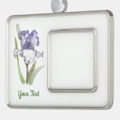 Paars Ruffled Iris Verzilverd Omlijst Ornament (Links)