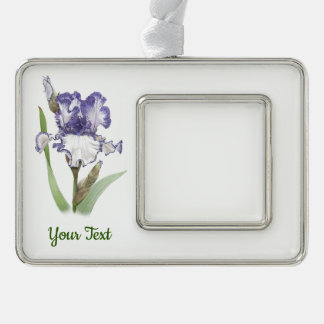 Paars Ruffled Iris Verzilverd Omlijst Ornament