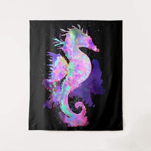 Paars ruimteseepaardje wandkleed (Voorkant)