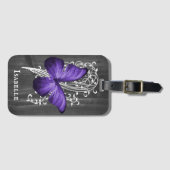 Paars Rustic Butterfly - Gepersonaliseerd Bagagela Bagagelabel (Voorkant (horizontaal))