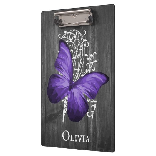 Paars Rustic Butterfly - gepersonaliseerd klembord (Links)