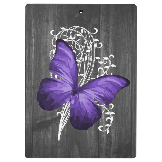 Paars Rustic Butterfly - gepersonaliseerd klembord (Achterkant)