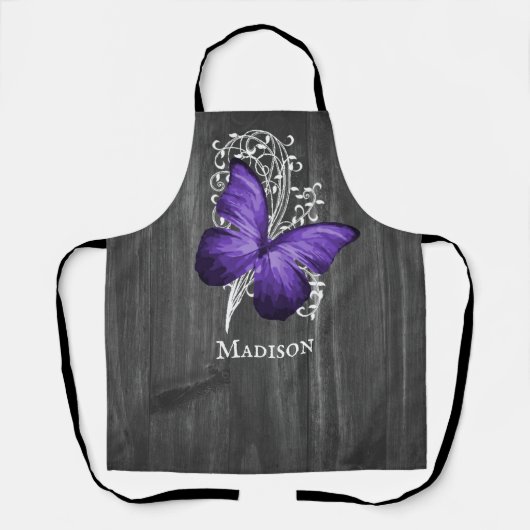 Paars Rustic Butterfly - Gepersonaliseerd Schort (Voorkant)