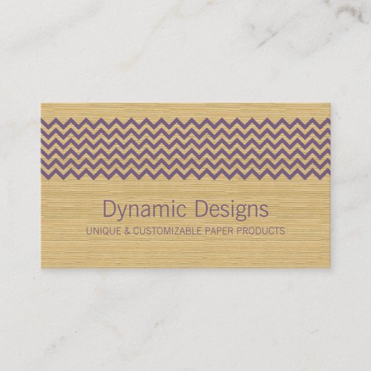 Paars Rustic Chevron Visitekaartje (Voorkant)