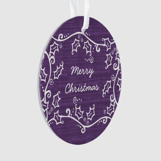 Paars Rustic Holly AcrylOrnament Ornament (voorkant)