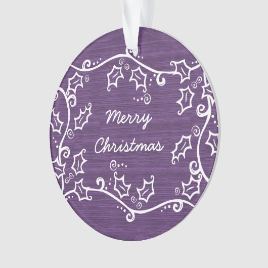 Paars Rustic Holly AcrylOrnament Ornament (voorkant)