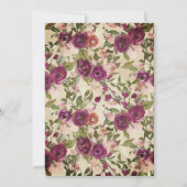 Paars Rustic Pink Floral Quinceañera Kaart (Achterkant)