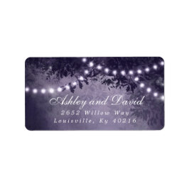 Paars Rustieke Boom Lichtjes Retouradres Label