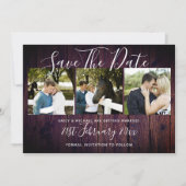 Paars Rustieke foto collage save the date bruiloft Kaart (Voorkant)