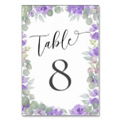 Paars Rustige Waterverf Floral Wedding Kaart (Voorkant)