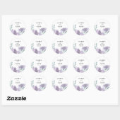 Paars Rustige Waterverf Floral Wedding Ronde Sticker (Vel)