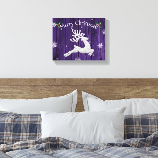 Paars Rustisch kerstreïndeercanvas afdrukken (Insitu (Slaapkamer))