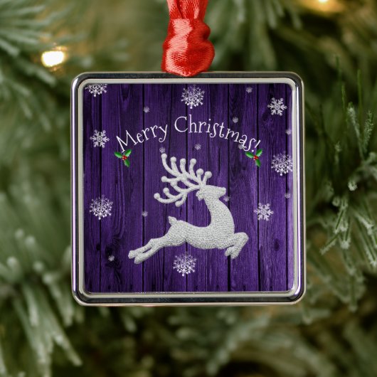 Paars Rustisch kerstrendierkeramisch Ornament (Boom)