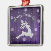 Paars Rustisch kerstrendierkeramisch Ornament (Links)