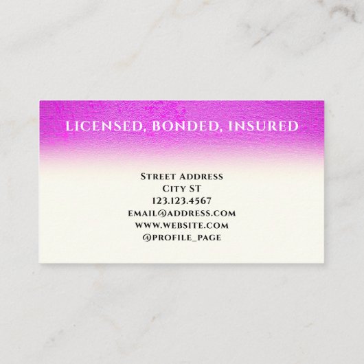 Paars ruw visitekaartje (Achterkant)