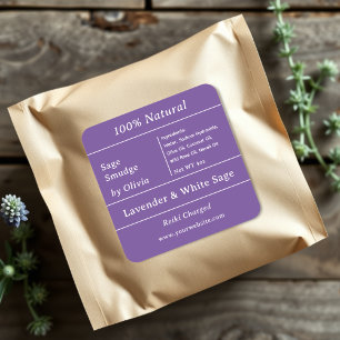 Paars   Salie Smudge ingrediëntenlabels Vierkante Sticker