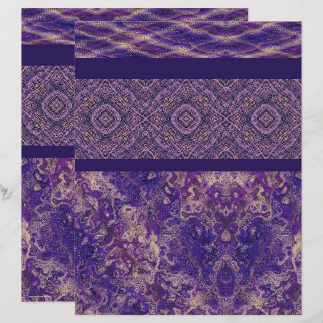 Paars Sampler Scrapbook Papier 2-zijdige Pagina (Voorkant / Achterkant)