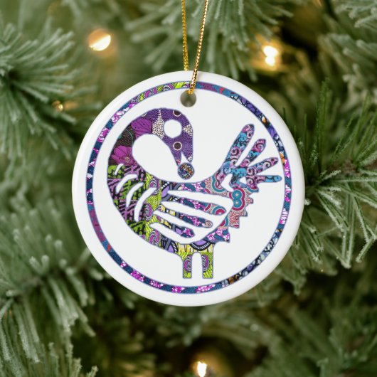 Paars Sankofa Bird Keramisch Ornament (Boom)