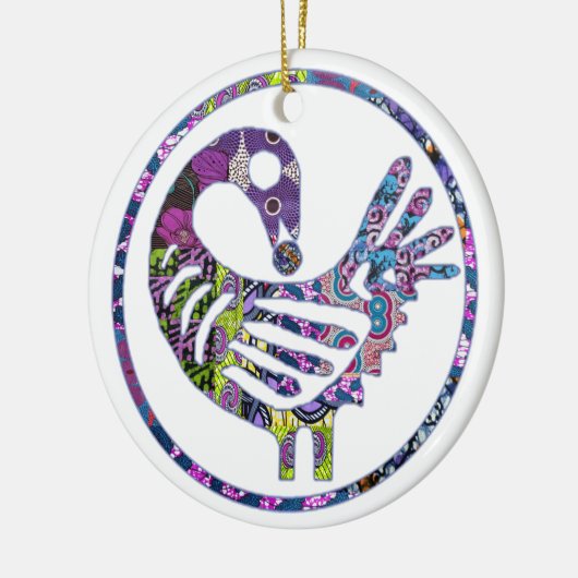 Paars Sankofa Bird Keramisch Ornament (Links)