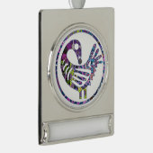 Paars Sankofa Bird Verzilverd Banner Ornament (Rechts)