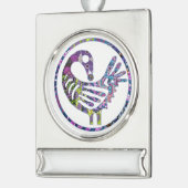 Paars Sankofa Bird Verzilverd Banner Ornament (Links)
