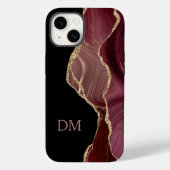 Paars Satin Agate Gold Glitter Monogram Case-Mate iPhone Case (Achterkant)