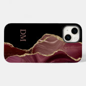 Paars Satin Agate Gold Glitter Monogram Case-Mate iPhone Case (Achterkant (horizontaal))