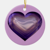 Paars Satin Heart Keramisch Ornament (Voorkant)