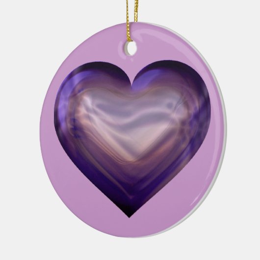 Paars Satin Heart Keramisch Ornament (Links)