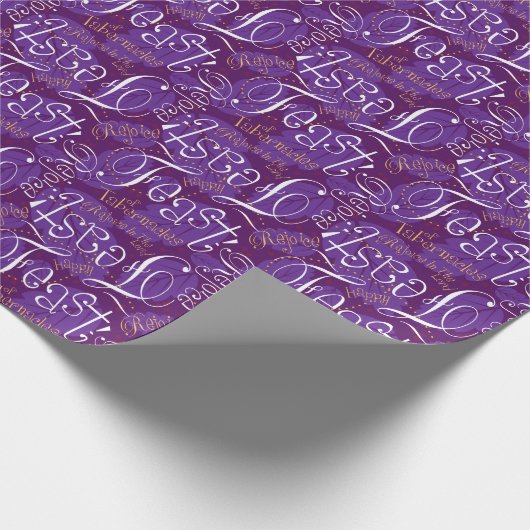Paars Scatterletter Feast Paper Cadeaupapier (Hoek)