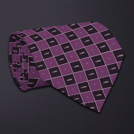 Paars schaakbord logo patroon stropdas