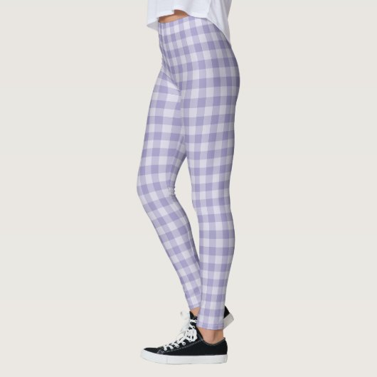 Paars Schaakbord Patroon Leggings (Links)