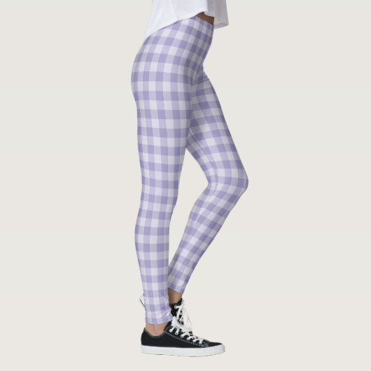 Paars Schaakbord Patroon Leggings (Rechts)