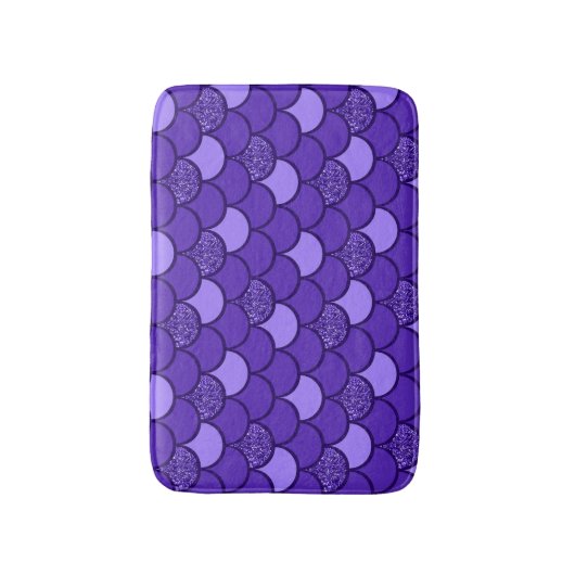 Paars schaalpatroon met glittereffect badmat (Voorkant Verticaal)