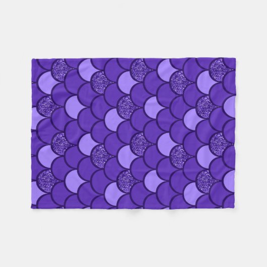 Paars schaalpatroon met glittereffect fleece deken (Voorkant (Horizontaal))