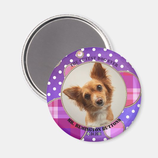 Paars Schattigee Pet Keepsake Custom Photo Magnet (Voorkant / Achterkant)