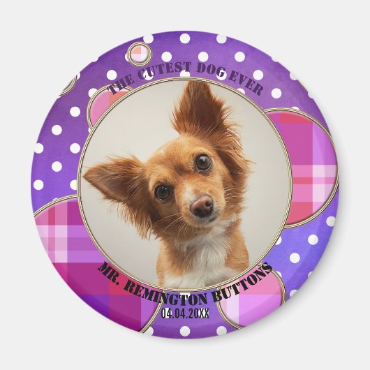 Paars Schattigee Pet Keepsake Custom Photo Magnet (Voorkant)