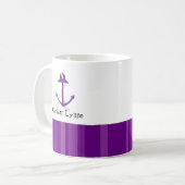 Paars scheepsanker voor de zeevaart koffiemok (Voorkant links)