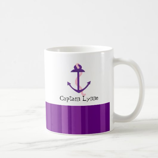 Paars scheepsanker voor de zeevaart koffiemok (Rechts)